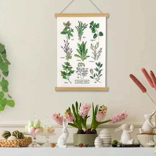 Vista 6 de XIAOAIKA Póster de hierbas aromáticas para pared, impresiones artísticas HD vibrantes y coloridas, estilo rústico de hierbas, póster para colgar