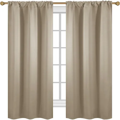 Vista 7 de Diraysid Cortinas opacas beige para dormitorio y sala de estar, cortinas con aislamiento térmico para oscurecer la habitación, 42 x 63 pulgadas, 2