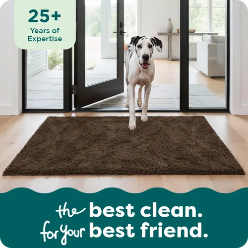 Vista 9 de Tapete de cama Furhaven para mascotas como perros y gatos – Alfombra para comida y toalla de baño de gamuza y felpilla absorbente para patas sucias