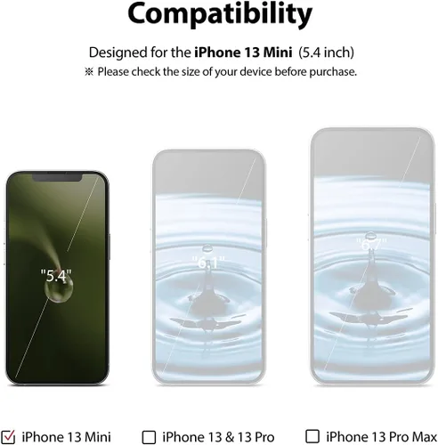 Vista 2 de Ringke Protector de pantalla de vidrio de cubierta completa compatible con iPhone 13 Mini, antiarañazos, compatible con fundas, cobertura completa