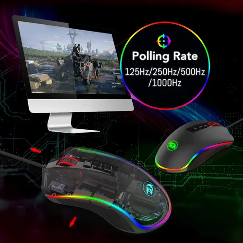 Vista 9 de Redragon M711 Cobra - Mouse para videojuegos con retroiluminación croma RGB de 16.8 millones de colores, 10.000 DPI, 7 botones programables