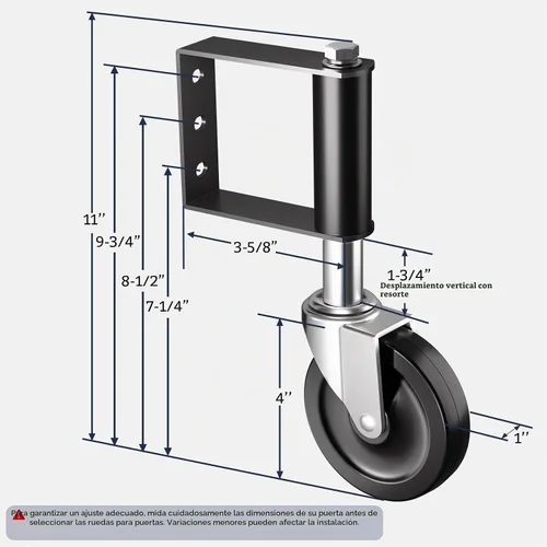 Vista 6 de Ronlap - Ruedas giratorias para puerta de madera con resorte cargadas, 220 libras, 4 pulgadas Heavy duty vertical track roller gate support wheel