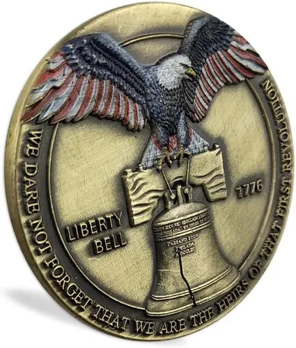 Vista 3 de Glamtune Moneda militar Don't Tread on Me Moneda de desafío Campana de la Libertad de EE.UU