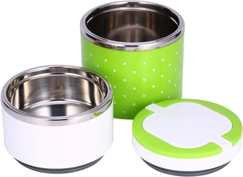 Vista 6 de Aramox Caja de almuerzo térmica térmica de aislamiento de acero inoxidable de 2 capas Contenedor de comida Caja de almuerzo de compartimento
