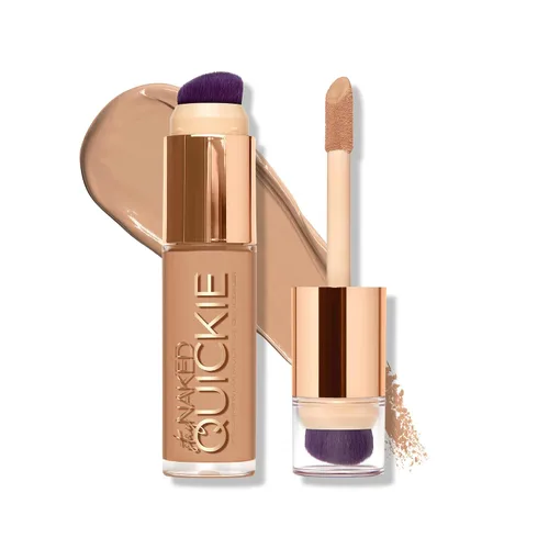 Vista 8 de Urban Decay Quickie Corrector impermeable de cobertura completa 24 horas, acabado mate natural, vitamina E hidratante, cepillo de pulido de doble