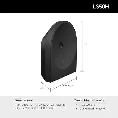 Vista 2 de Samsung HW-LS50H Music Studio 5 Altavoz inteligente inalámbrico, conectividad Wi-Fi y Bluetooth, Dolby Atmos inalámbrico, Q-Symphony, integración