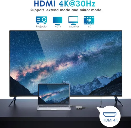 Vista 3 de Adaptadores USB C para MacBook Pro/Air, Mac Dongle con 3 puertos USB, USB C a HDMI, USB C a RJ45 Ethernet, MOKiN 9 en 1 USB C a HDMI, carga Pd