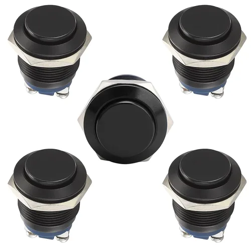 Vista 11 de STARELO 5pcs 0.472 in interruptor de botón momentáneo carcasa negra con pre-cableado, IP65 impermeable interruptor de botón, aleación de aluminio 1