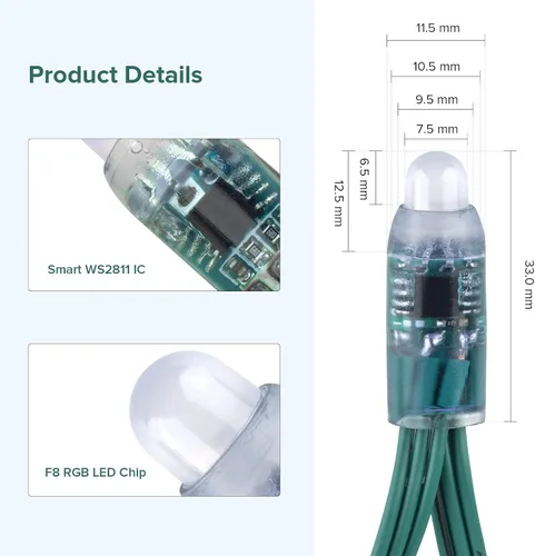 Vista 2 de WS2811 Tira de ledes, Verde, 12MMWS28115V68G, 5.0 volts