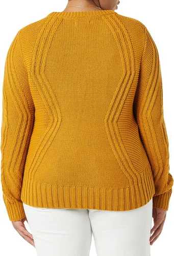 Vista 4 de Tienda Essentials Suéter trenzado 100% algodón con cuello redondo para mujer