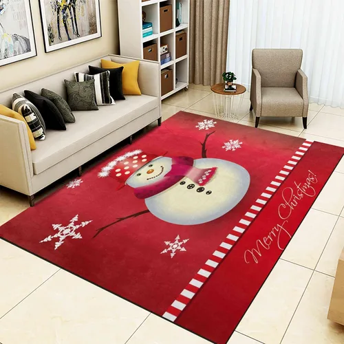 Vista 17 de Alfombra de área de decoración de habitación de Feliz Navidad, 2 x 3 pies, alfombra de árbol de Navidad con copos de nieve para dormitorio, alfombra