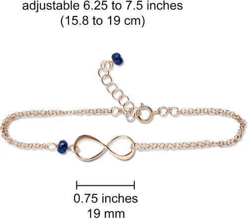 Vista 62 de Pulsera con dije de infinito con piedra natal, joyería hecha a mano, regalo para ella
