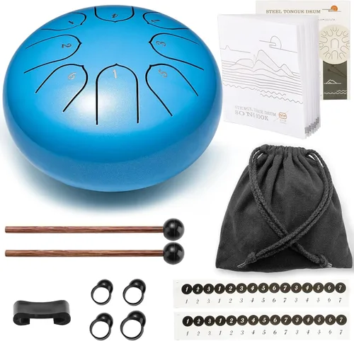 Vista 6 de Tambor de lengua de acero Lronbird de 6 pulgadas, 8 notas, estilo tambor de lluvia, regalo Calmante, relajación, meditación, educación