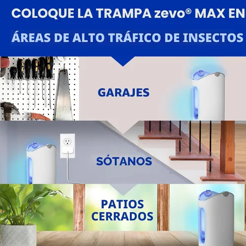 Vista 7 de Zevo MAX - Atrapa insectos y trampa para moscas para interiores, trampa de insectos voladores para mosquitos, moscas domésticas y de la fruta, uso