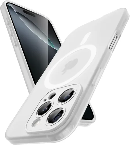 Vista 10 de JETech Funda magnética mate para iPhone 16 Pro, titanio negro Compatible con MagSafe, cubierta de TPU suave translúcida esmerilada, antiamarilleo