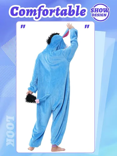 Vista 4 de QSTYLE Disfraz de animal para adultos, disfraz de Halloween, traje de cosplay de una pieza para mujeres y hombres
