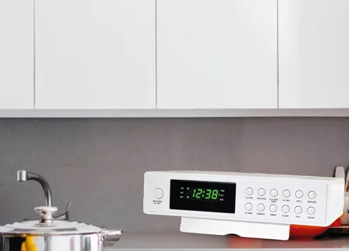 Vista 5 de HANNLOMAX HX-155CR Radio Reloj de Cocina con Temporizador de Cocción - LED Verde Radio FM, reloj digital, alarma doble, pantalla LED verde