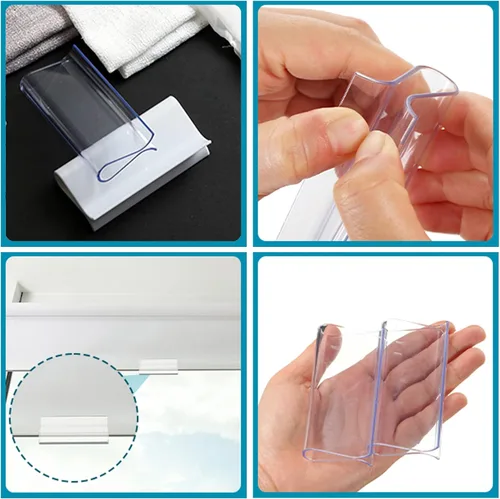 Vista 6 de Persianas enrollables de plástico con dobladillo para ventana, accesorios de ventanas (transparente, 4 unidades)