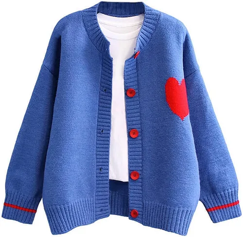Vista 11 de Cárdigan de punto con corazones para mujer, lindo suéter Y2K con botones, ropa de abrigo S-2XL