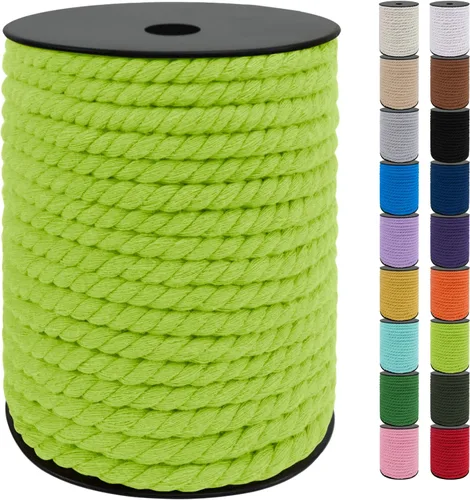 Vista 28 de JeogYong Cordón de algodón de 10mm, 22.86 metros de cuerda natural para macramé, hilo de 3 hebras torcido, cuerda para macramé para manualidades