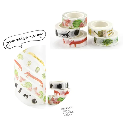 Vista 6 de VIVIQUEN Juego de cinta washi floral para suculentas, cinta decorativa de animales lindos para diario, álbumes de recortes, manualidades, envoltura