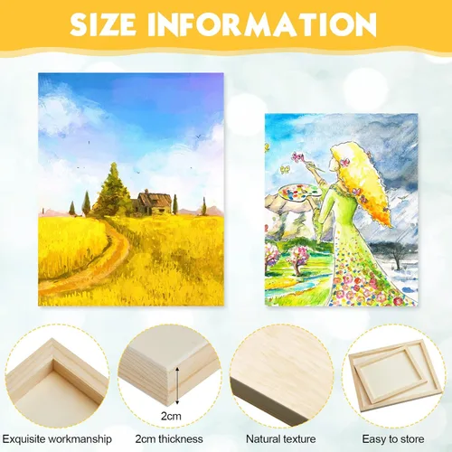 Vista 3 de Paquete de 16 tableros de lienzo de madera sin acabar, paneles de pintura de madera en blanco a granel para tableros de cuna profunda, pintura