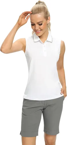 Vista 5 de Camisetas tipo polo para mujer, sin mangas, para golf, tenis, UPF 50+, ligeras