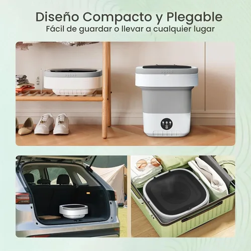 Vista 4 de Lavadora Portátil 20L - Mini Lavadora con Cesta Giratoria (Gris)
