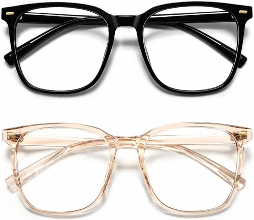 Vista 8 de Gafas cuadradas de gran tamaño con bloqueo de luz azul para mujeres y hombres, antifatiga para monitor de computadora, reducen la fatiga ocular