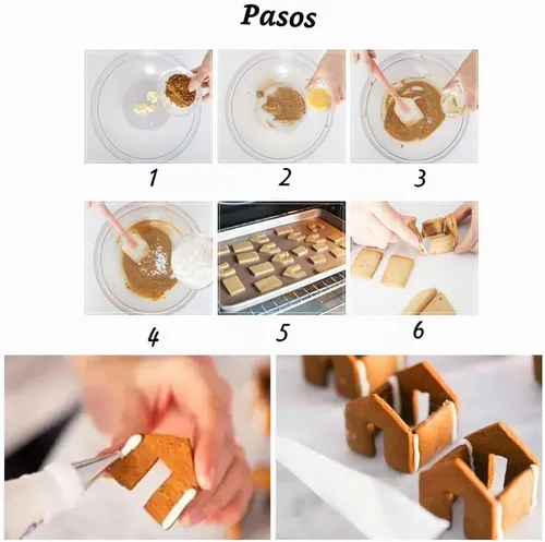 Vista 5 de 3 piezas de juego de cortadores de galletas de casa de Navidad, mini cortador de galletas de casa de jengibre de acero inoxidable, molde