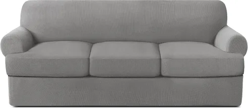 Vista 33 de Fundas para sofá de 2 piezas con cojines en forma de T, fundas de sofá de alta elasticidad para sofá de 1 cojín con 1 fundas individuales de cojín