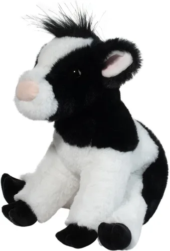 Vista 5 de Douglas Elsie - Animal de peluche suave de vaca blanca y negra, 9 pulgadas de largo