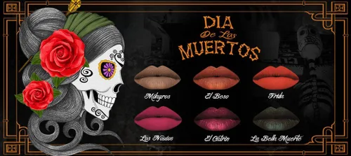 Vista 2 de LA Splash Lápiz labial negro mate de larga duración Colección Día de los Muertos (La Bella Muerte)