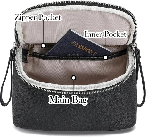 Vista 4 de INICAT Riñonera cruzada para mujer de cuero vegano causal para viajes, Negro II