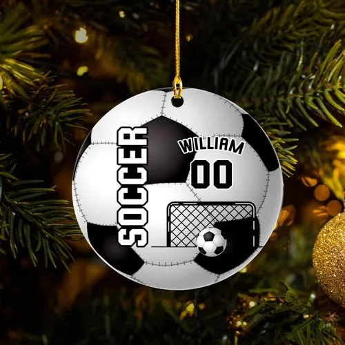 Vista 22 de Adorno plano de Navidad personalizado 2024, adorno de fútbol para niños, decoración de árbol de Navidad, regalos para jugadores de fútbol