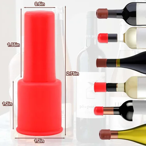 Vista 5 de Vodolo Tapón de Vino de Silicona, 4 piezas Sellador Reutilizable e Indestructible para Botellas de Vidrio, Tapones de Vino, Tapón de Vino, Tapón