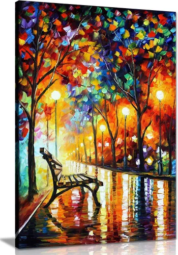 Vista 12 de Pareja bajo un paraguas por Leonid Afremov - Lienzo decorativo para pared (12 x 8 pulgadas)