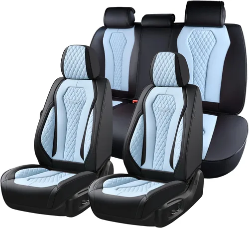 Vista 9 de Coverado Fundas de asiento de automóvil, fundas de asiento delantero, funda de asiento de coche beige, fundas impermeables para asiento