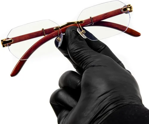 Vista 2 de Street Knitted Lentes de lujo con montura dorada para hombre y mujer, diseño geométrico clásico con lentes transparentes con brazo de madera, lentes