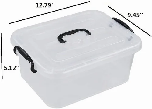 Vista 3 de Caja de almacenamiento de plástico de 8 litros, paquete de 2 contenedores de almacenamiento transparentes con asas