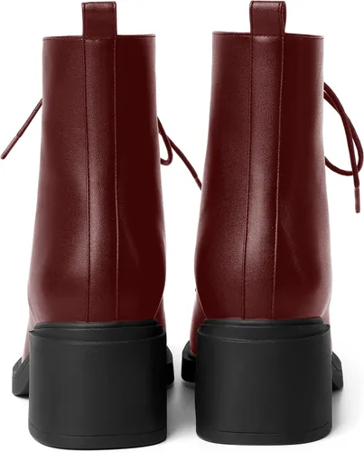 Vista 11 de ROSERWISH Botas altas de tacón bajo y grueso para mujer, con cordones, cómodas, modernas, con puntera redonda, de 2.5 pulgadas