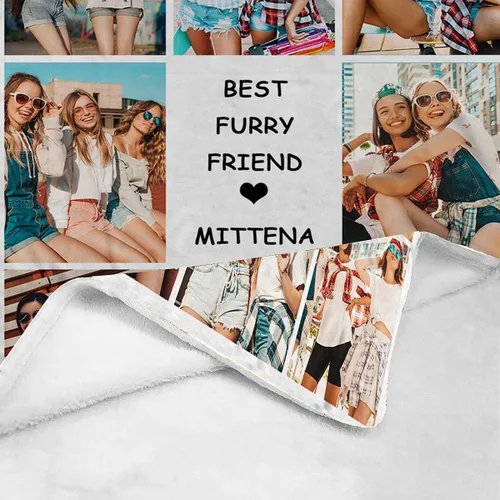 Vista 3 de Manta personalizada con texto de fotos, manta con imagen personalizada para padre, mamá, niños, perros, amigos o pareja, collage de 8 fotos, 50 x 60
