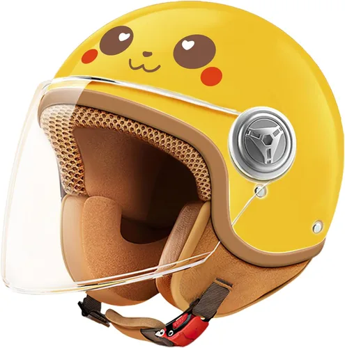 Vista 11 de Casco de motocicleta de cara abierta 3/4 aprobado por DOT, cascos ligeros retro vintage, para niños y niñas de 3 a 15 años de edad, casco de scooter