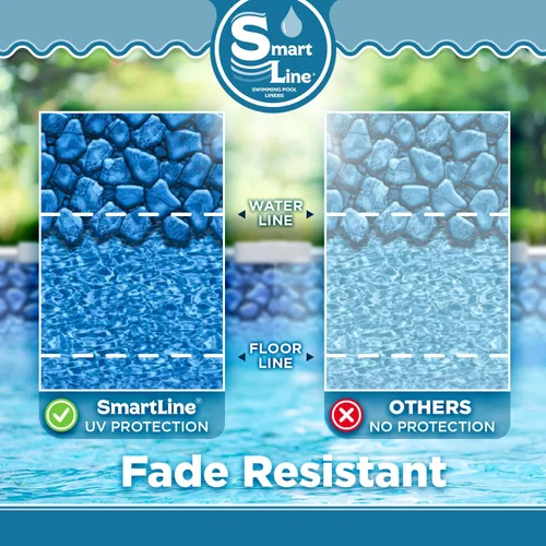 Vista 4 de Smartline Revestimiento rectangular para piscina de 12 pies x 20 pies, remolino rocoso, estilo de cuentas, fondo plano de 4 pies, vinilo virgen
