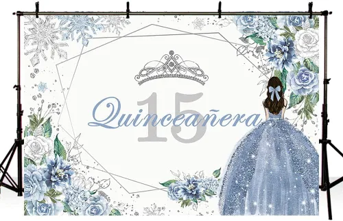 Vista 4 de Sendy Telón de fondo de quinceañera de 8 x 6 pies para fiesta de cumpleaños de 15 años de Dulce Girl Mis Quince Anos, decoración de fiesta