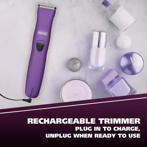 Vista 5 de Recortadora recargable morada confianza pura N.° 9865-100 For Smooth Shaving & Trimming Of The Face, Underarm, Eyebrows, & Bikini Areas With One