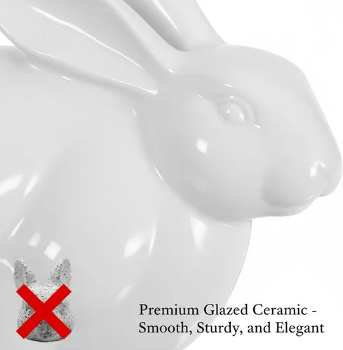 Vista 8 de BESPORTBLE Figura de conejo de cerámica, escultura de conejo de porcelana blanca de Pascua, adorno de escritorio, juguete para niños
