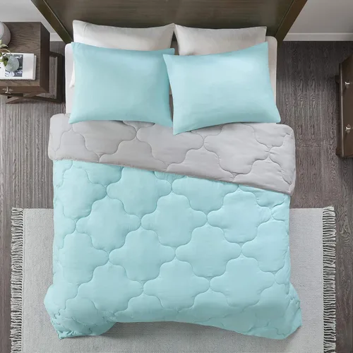 Vista 10 de Comfort Spaces Vixie Juego de Edredón Reversible - Cubierta Acolchada Geométrica Casual de Moda, Ropa de Cama Acogedora Alternativa de Plumón