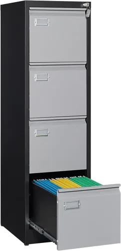 Vista 12 de Archivador móvil con cerradura, 2 cajones, pequeño gabinete rodante para oficina en casa, legal/carta/A4 (negro)