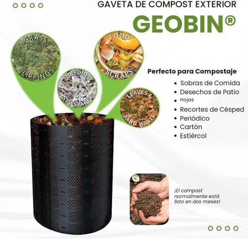Vista 3 de Geobin Contenedor de compostaje – 246 galones, expandible, fácil de montar, fabricado en los Estados Unidos, compostador para exteriores y patio